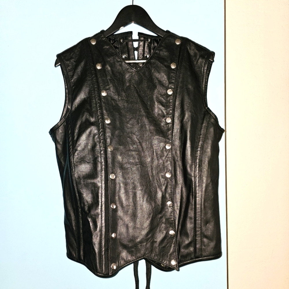 GENUINE LEATHER CORSET VICTORIAN VEST NO SIZE TAG M-L